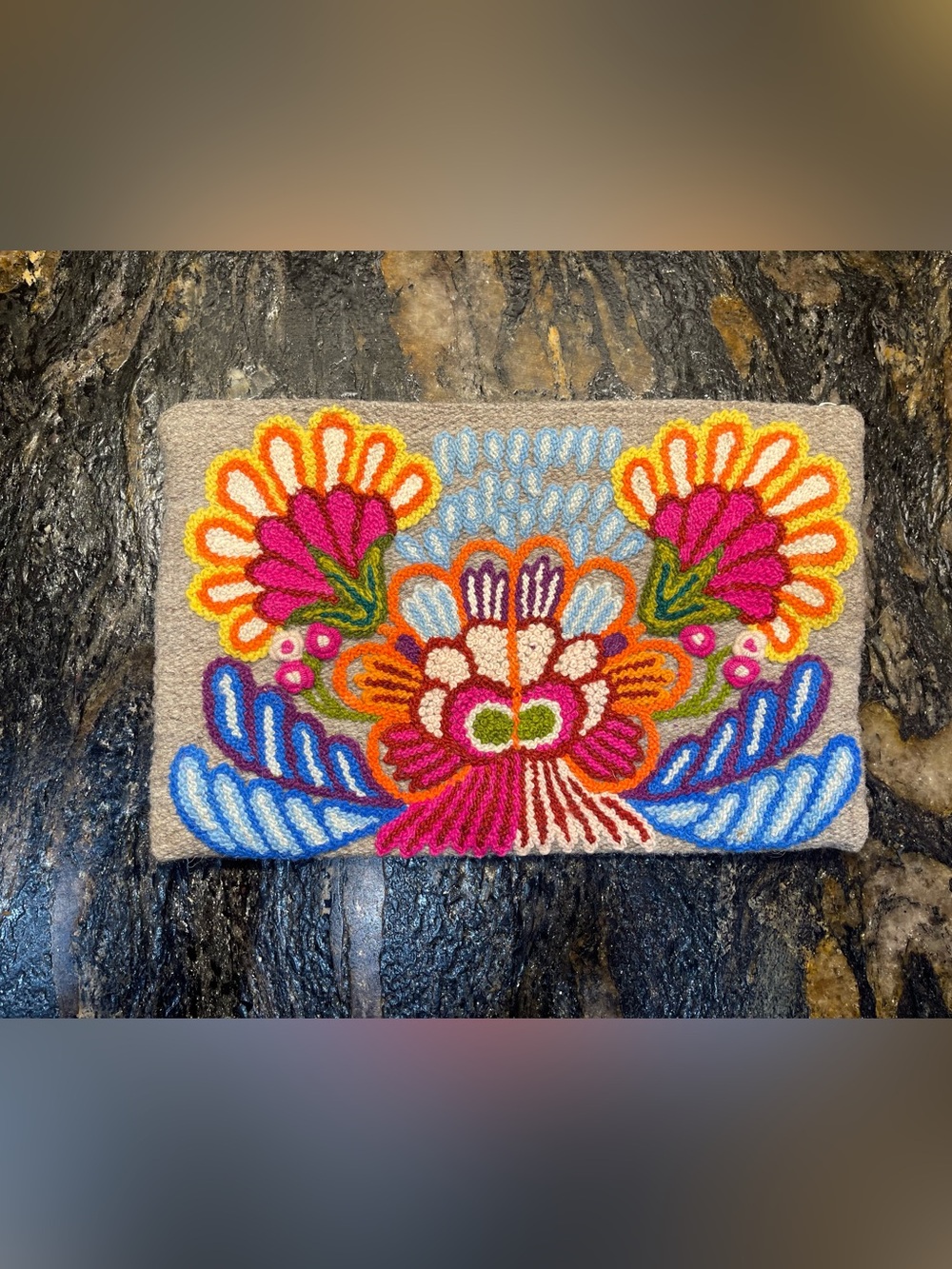 Noonday Collection Embroidered Clutch/Cosmetic Bag - 100% Wool